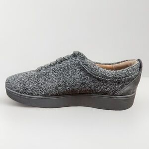 FitFlop Women Gray Wool Mix Lace-Up Rally Sneakers Sz 6 EU 37 Comfortable Casual